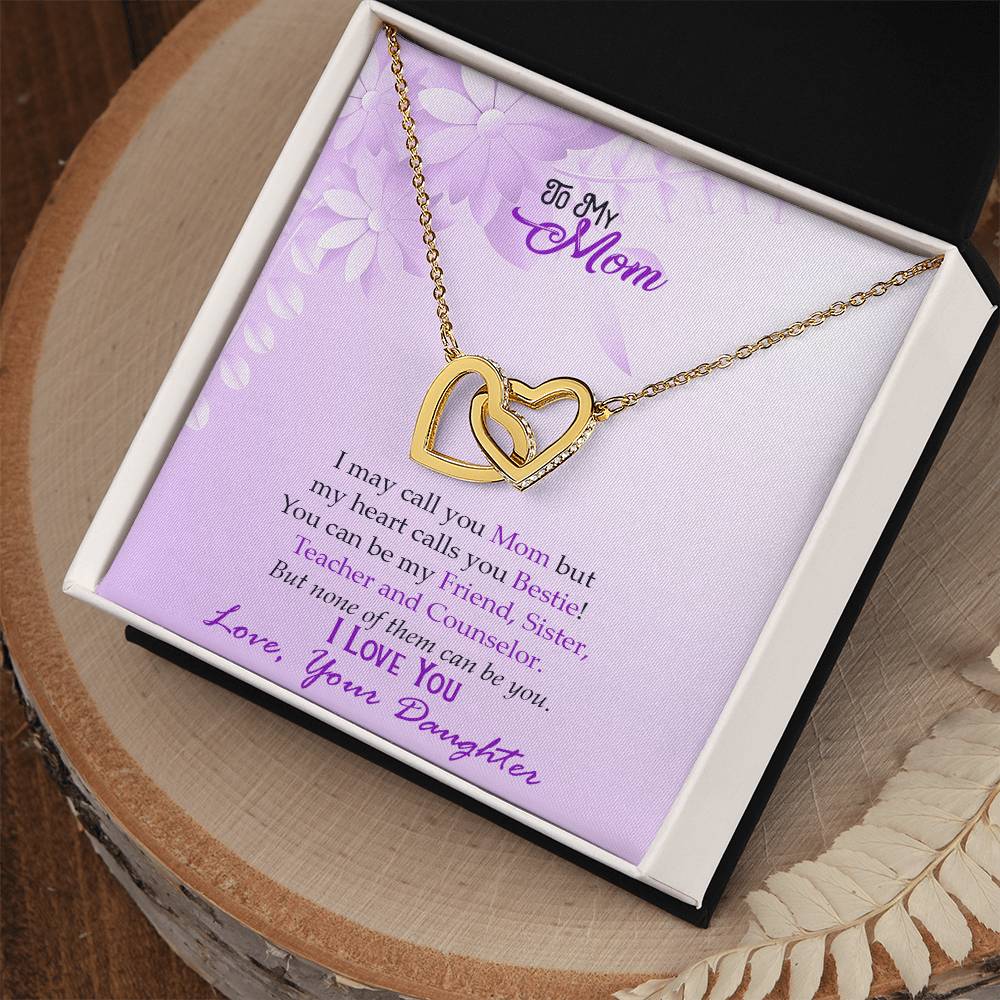 Bestie Mom Two Hearts Necklace Interlocking Hearts Necklace