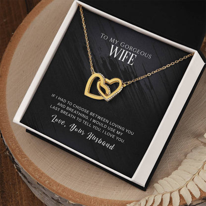 Interlocked Heart Necklace - For Wife Interlocking Hearts Necklace