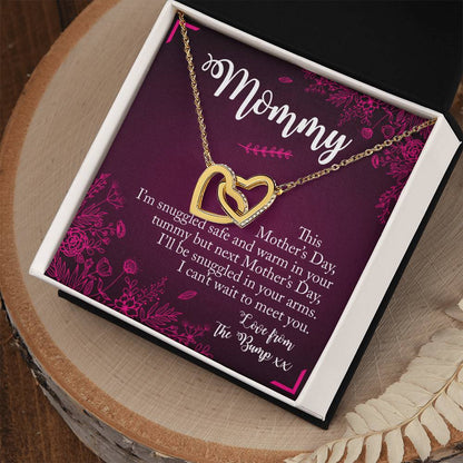 Mommy To Be. Mothers Day Two Hearts Gift Interlocking Hearts Necklace