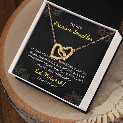 To My Daughter- Macha'Allah For Completing Your 1St Ramadan - Eid Mubarak Gift For Daughter- Necklace Interlocking Hearts Necklace
