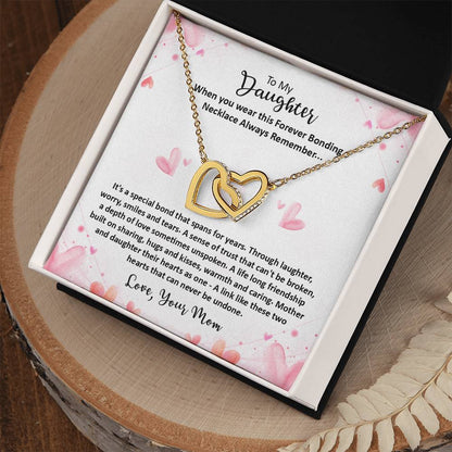 Forever Bonding Necklace - To My Daughter Interlocking Hearts Necklace
