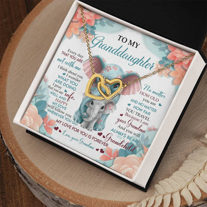 To My Granddaughter Interlocking Hearts Necklace