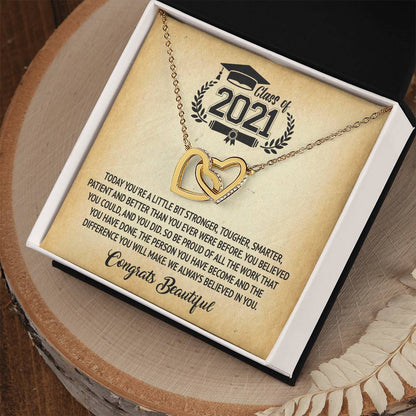 Class Of 2021 - Graduation Interlocking Necklace Interlocking Hearts Necklace