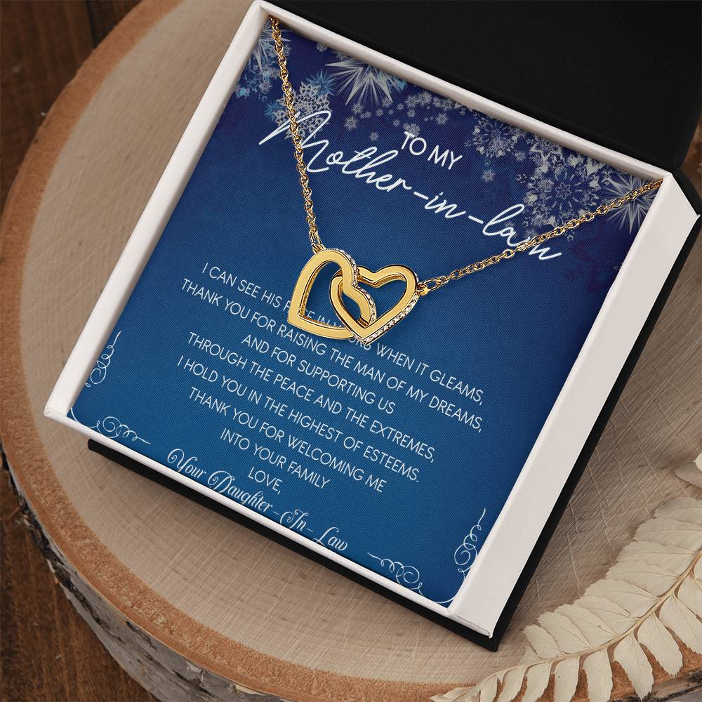 To My Mother-In-Law Interlocking Hearts Necklace Message Card