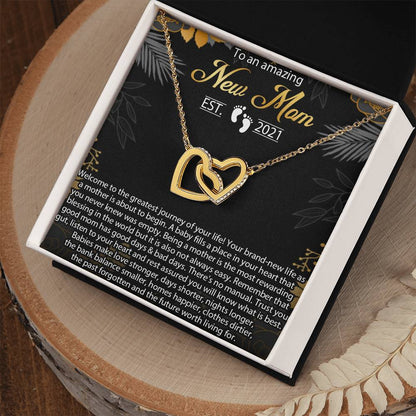 New Mom Necklace Mom Est 2021 Necklace First Time Mom Necklacenew Mommy Interlocking Hearts Necklacenecklace For New Mom Pregnancy Gift