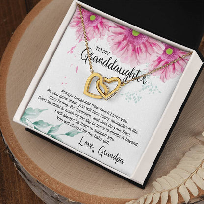 To My Granddaughter From Grandpa - You Will Always Be My Baby Girl Interlocking Hearts Necklace