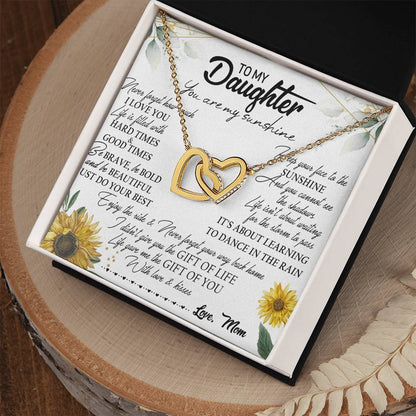 To My Daughter Interlocking Hearts Necklace Message Card
