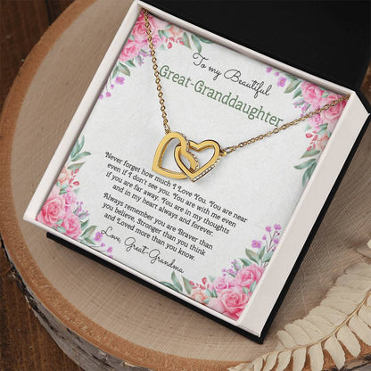 To My Beautiful Great-Granddaughter Interlocking Hearts Necklace