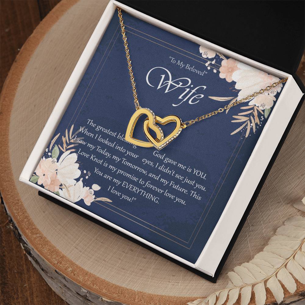 To My Beloved Wife Interlocking Hearts Necklace