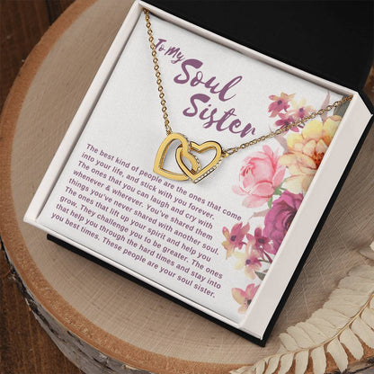 To My Soul Sister Joined Hearts Necklace Interlocking Hearts Necklace