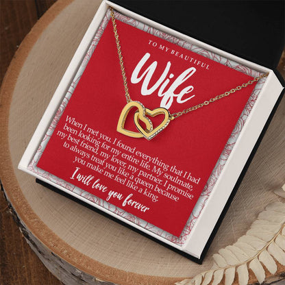 Interlocking Hearts Necklace With Message Card For Wife