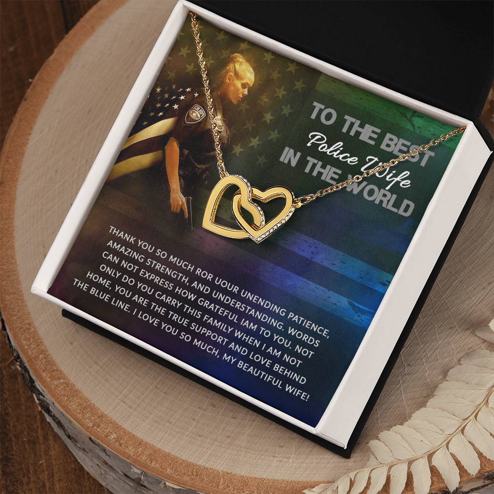 To Best Police Wife Interlocking Hearts Necklace