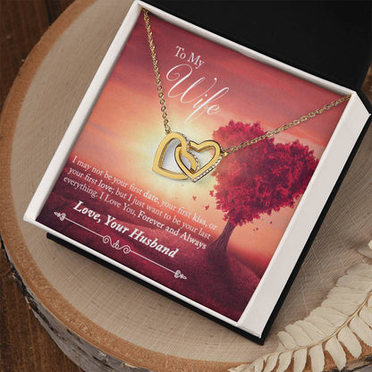 To My Wife - I Love You Forever And Always Interlocking Hearts Necklace