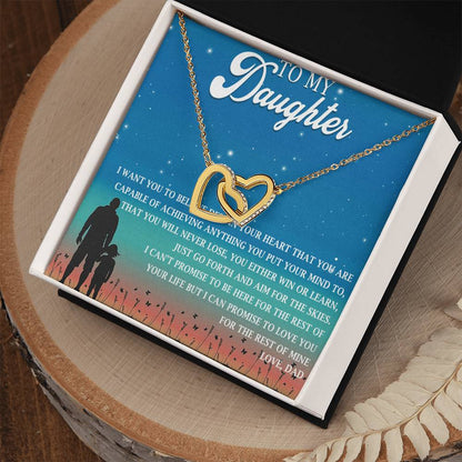 To My Daughter Interlocking Hearts Necklace Message Card
