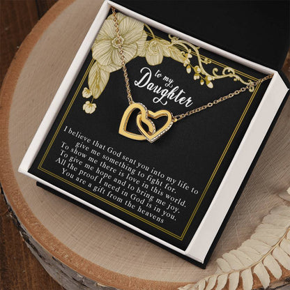 To My Daughter Interlocking Hearts Necklace
