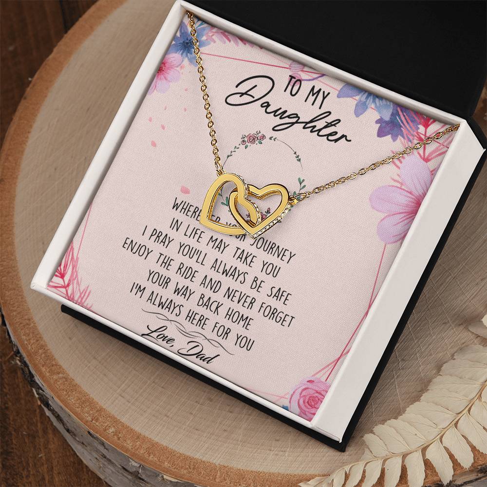 To My Daughter Interlocking Hearts Necklace Message Card