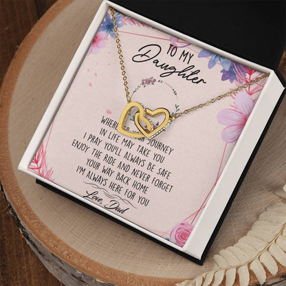 To My Daughter Interlocking Hearts Necklace Message Card
