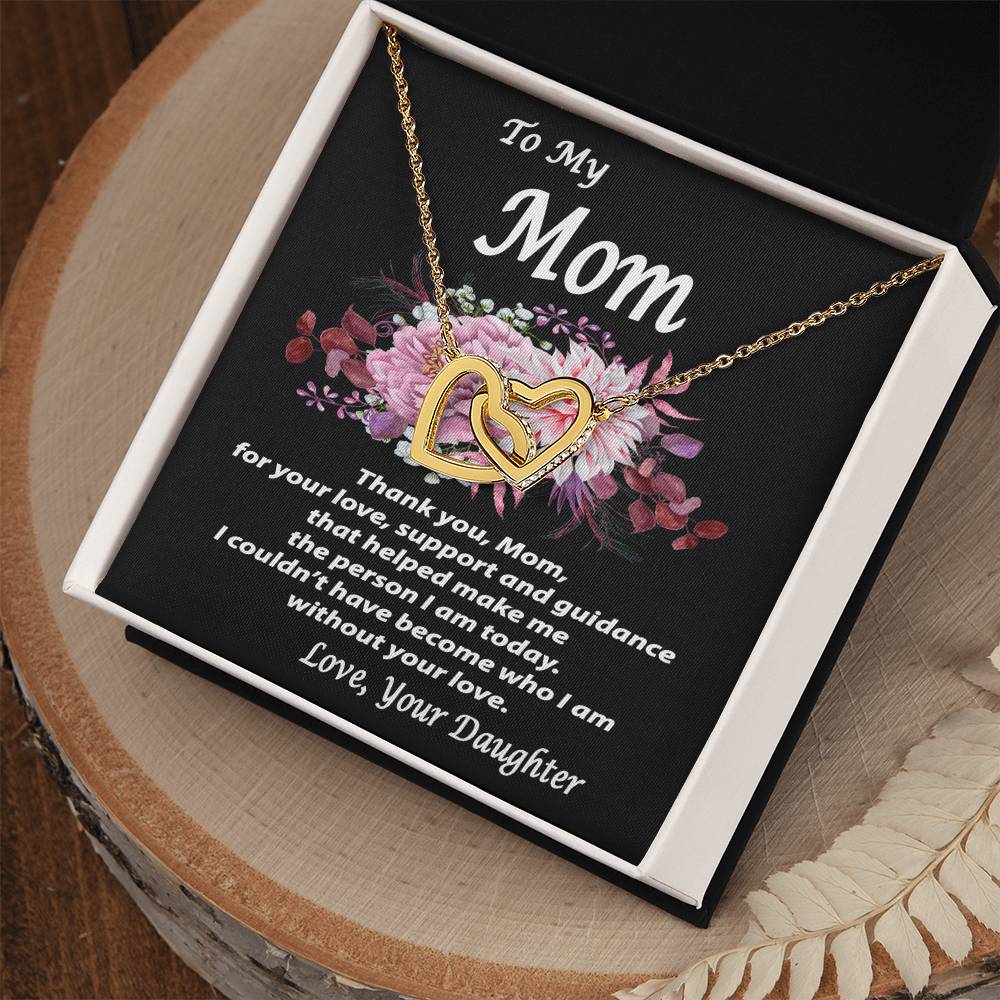 To My Mom Gift Necklace To Mom From Daughter Message Card Necklace Mother'S Day Gift Necklace Mom Birthday Gift Necklace Interlocking Hearts Necklace