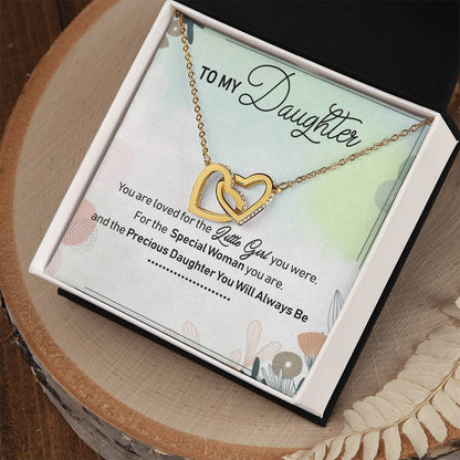 To My Daughter Interlocking Hearts Necklace Message Card