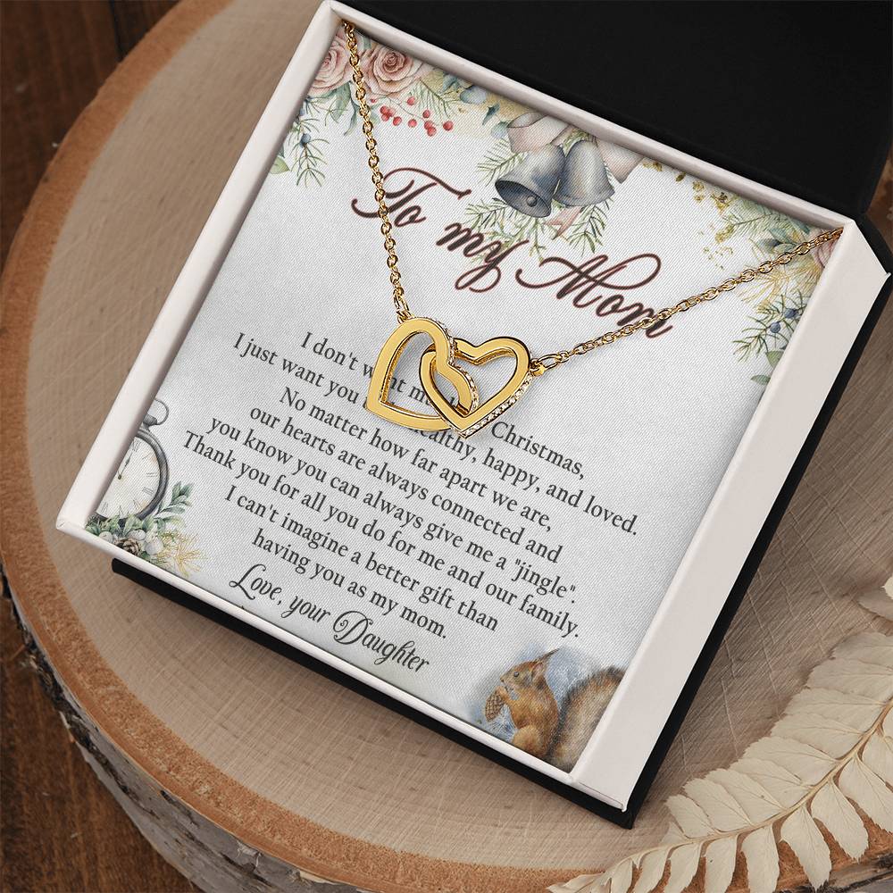 To My Mom Interlocking Hearts Necklace Message Card