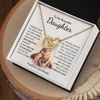 To My Beautiful Daughter - Keep Me In Your Heart - Interlocking Hearts Necklace