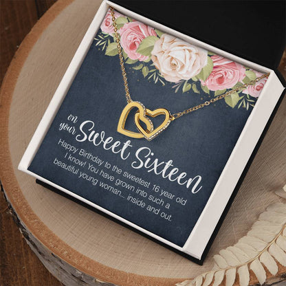 Sweet Sixteen Necklace Sweet 16 Birthday Gift Interlocking Heart Necklace Gift For 16Th Birthday Sweet 16 Gifts Interlocking Hearts Necklace