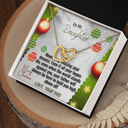 Christmas Necklace From Dad To Daughter Interlocking Hearts Necklace