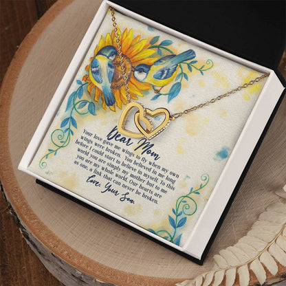 Dear Mom - Your Love Gave Me Wings To Fly When My Own Wings Were Broken From Son Interlocking Hearts Necklace