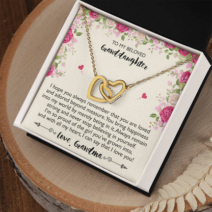 To My Beloved Granddaughter - Interlocking Heart Necklace From Grandma Interlocking Hearts Necklace