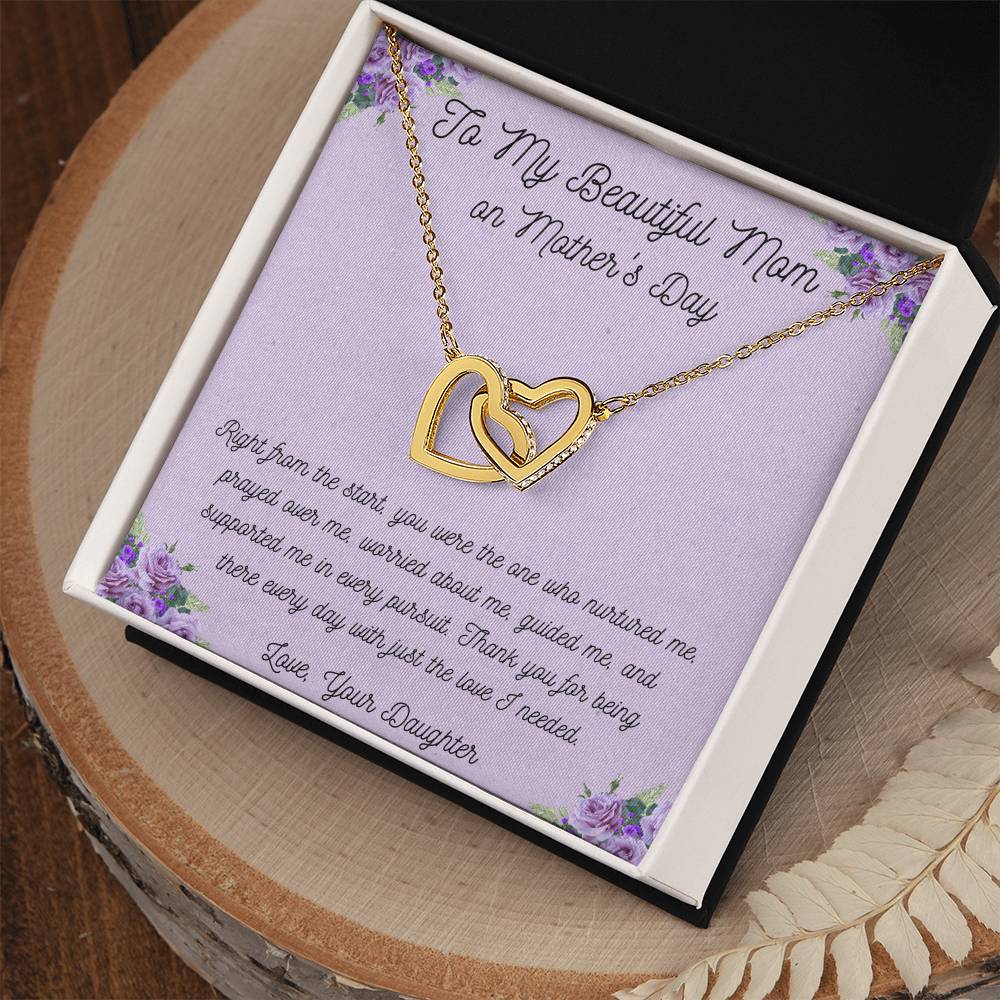 To My Beautiful Mom - Interlocking Hearts Necklace