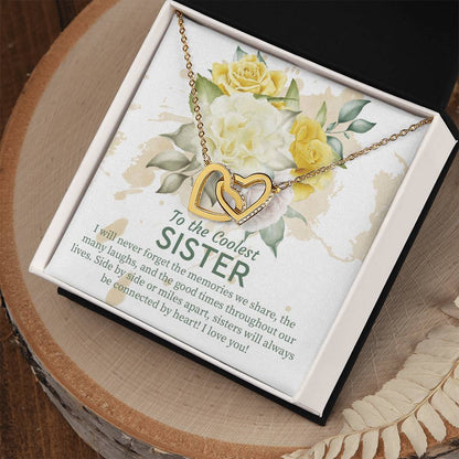 Sister Gift Idea Hearts Necklace For Sister Birthday Gift From Sister Sisters Jewelry Gift With Message Card Interlocking Hearts Necklace