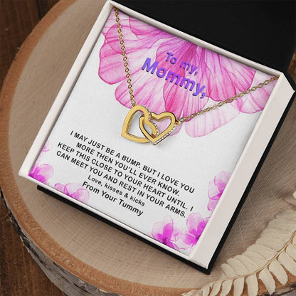 Mommy Love Forever ! I May Just Be A Bump Interlocking Hearts Necklace