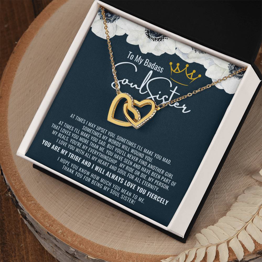 To My Badass Soul Sister Necklace Soul Sister Necklace Remember Whose Bestie You Are And Straighten Your Crown Interlocking Hearts Necklace