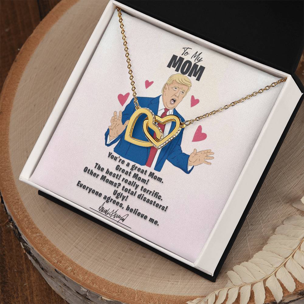 To My Great Mom - Approved With Signature - Tmm09 Interlocking Hearts Necklace