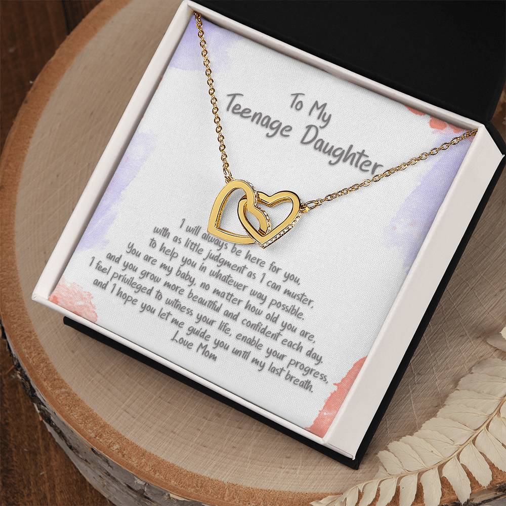 Teenage Daughter Let Me Guide You Hearts Locked Necklace Interlocking Hearts Necklace