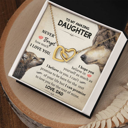 To My Amazing Daughter - Never Forget - I Love You - Love Dad Interlocking Hearts Necklace
