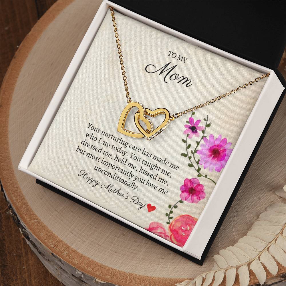 To My Mom - Unconditional Love - Necklace Interlocking Hearts Necklace