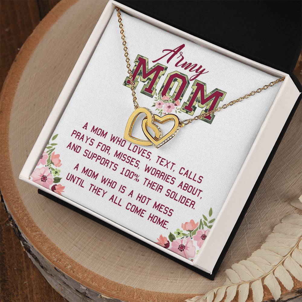 Gift For Army Mom - A Hot Mess - The Interlocking Heart Necklace Interlocking Hearts Necklace