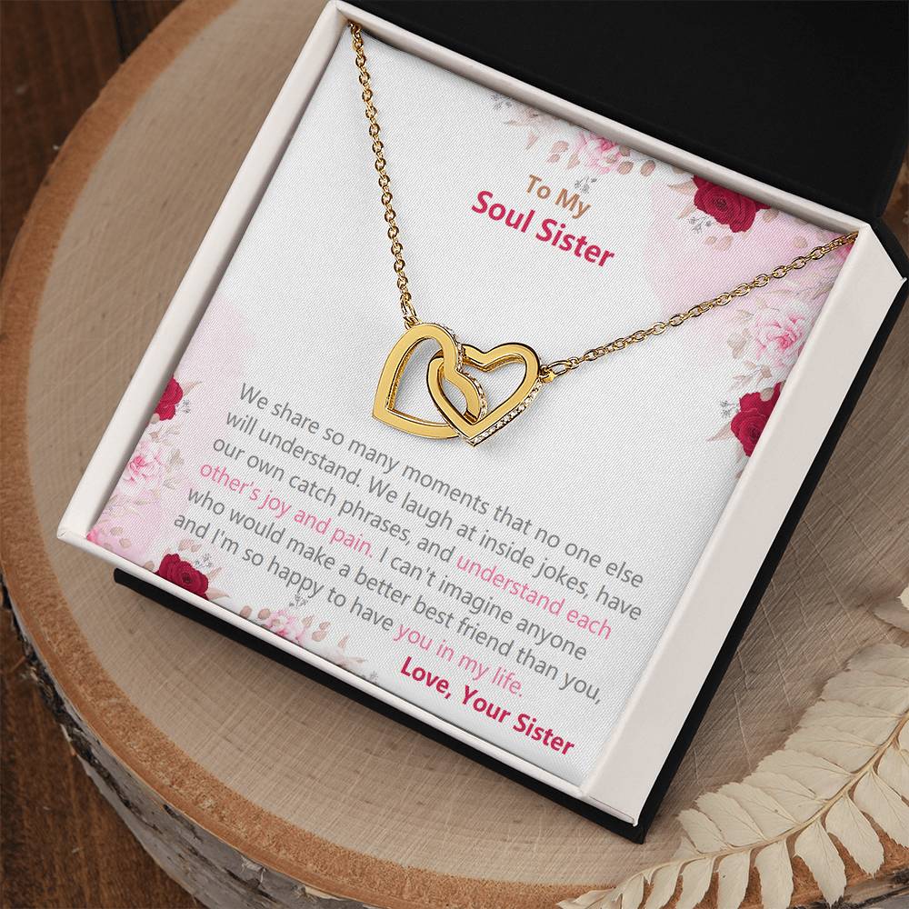 Soul Sister Necklace -Heart Jewelry Gift On Her Birthday Interlocking Hearts Necklace