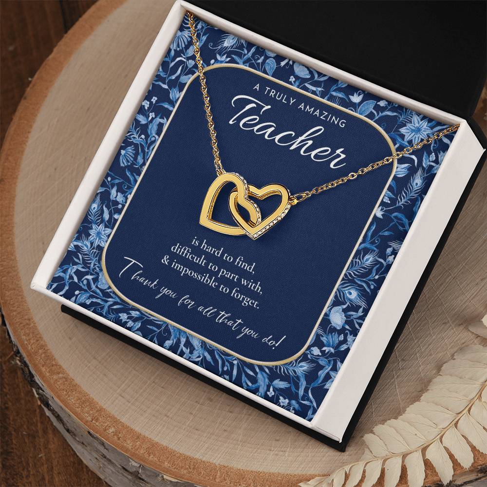 Teacher Gift Gift For Teacher Necklace A Truly Amazing Teacher Appreciation Gift Gorgeous Necklace For Teacher Interlocking Hearts Necklace