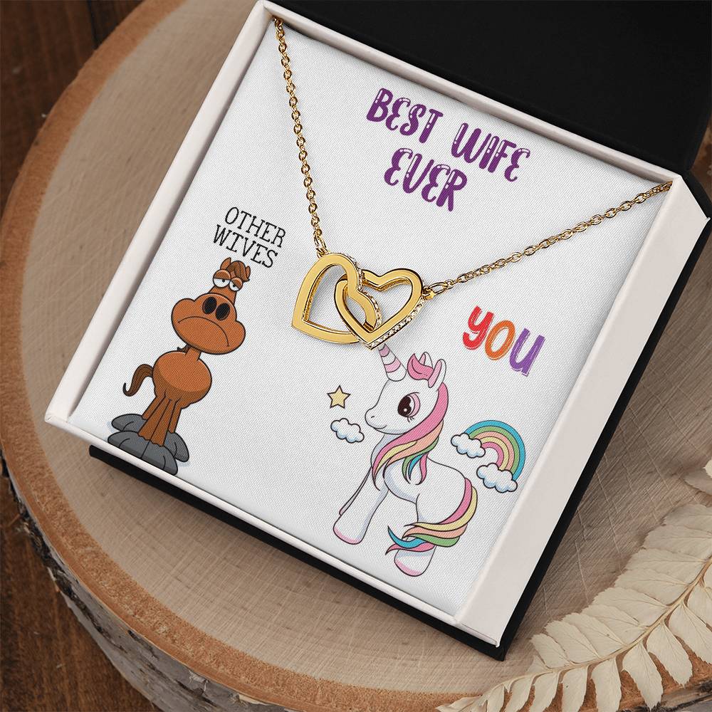 Necklace Gift For Wife Best Wife Ever Jewelry Mother'S Day Gift For Wife Birthday Present Annivesary Gift Interlocking Hearts Necklace