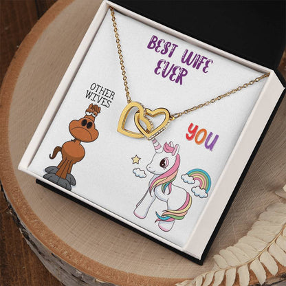 Necklace Gift For Wife Best Wife Ever Jewelry Mother'S Day Gift For Wife Birthday Present Annivesary Gift Interlocking Hearts Necklace