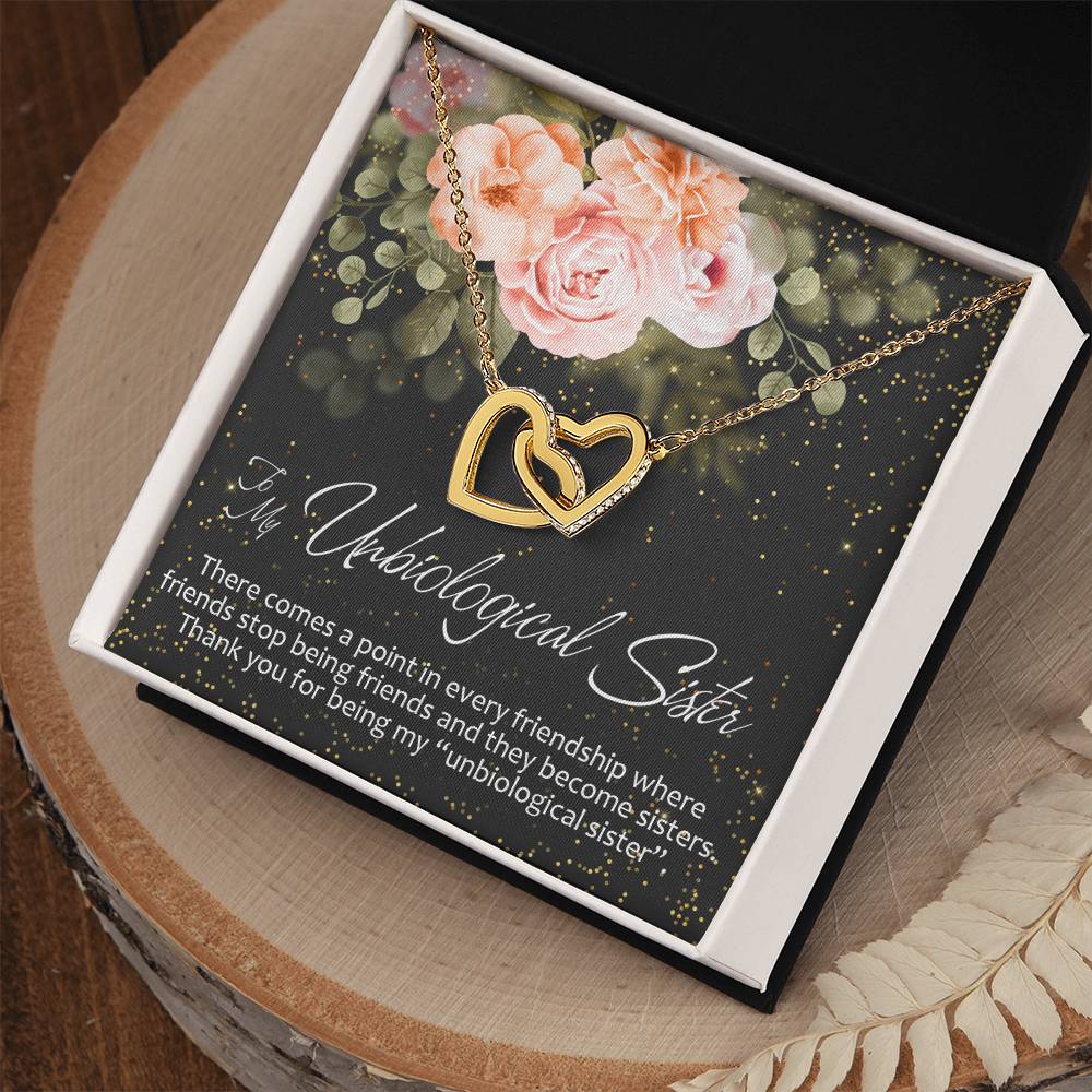 To My Unbiological Sister Interlocking Hearts Necklace