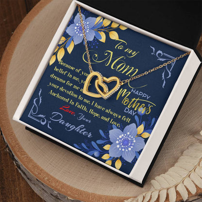 Interlocked Hearts Necklace Gift Set - From Daughter To Mom Interlocking Hearts Necklace
