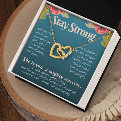 Stay Strong Recovery Gift Necklace Interlocking Hearts Necklace