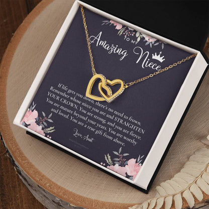 To My Amazing Niece Straighten Your Crown Necklace Aunt Niece Necklace Niece Birthday Gift Niece Graduation Gift Interlocking Hearts Necklace
