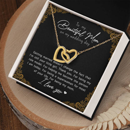 To My Beautiful Mom On My Wedding Day Interlocking Hearts Necklace