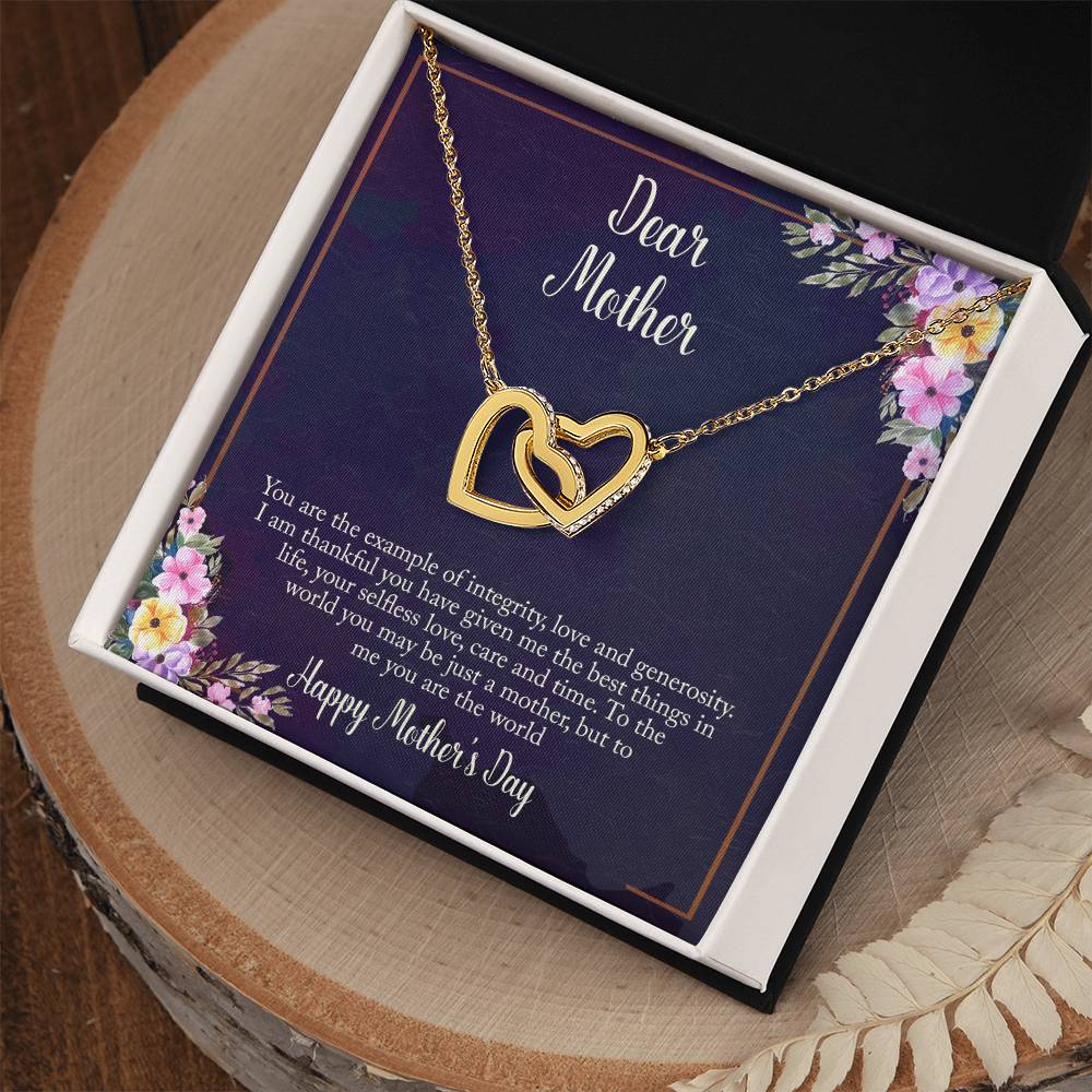 Mother'S Day Gift- Dear Mother Necklace Interlocking Hearts Necklace