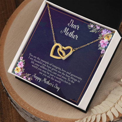 Mother'S Day Gift- Dear Mother Necklace Interlocking Hearts Necklace