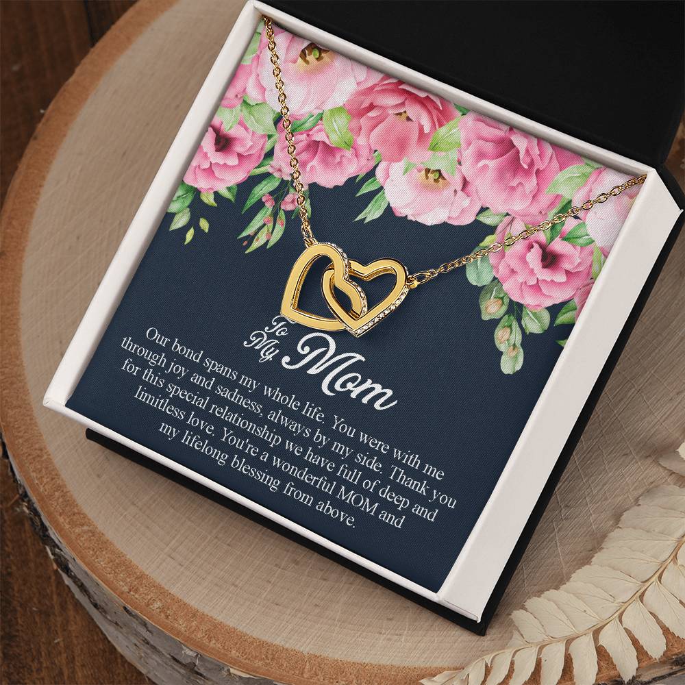 To My Mom You'Re A Wonderful Mom Interlocking Hearts Necklace